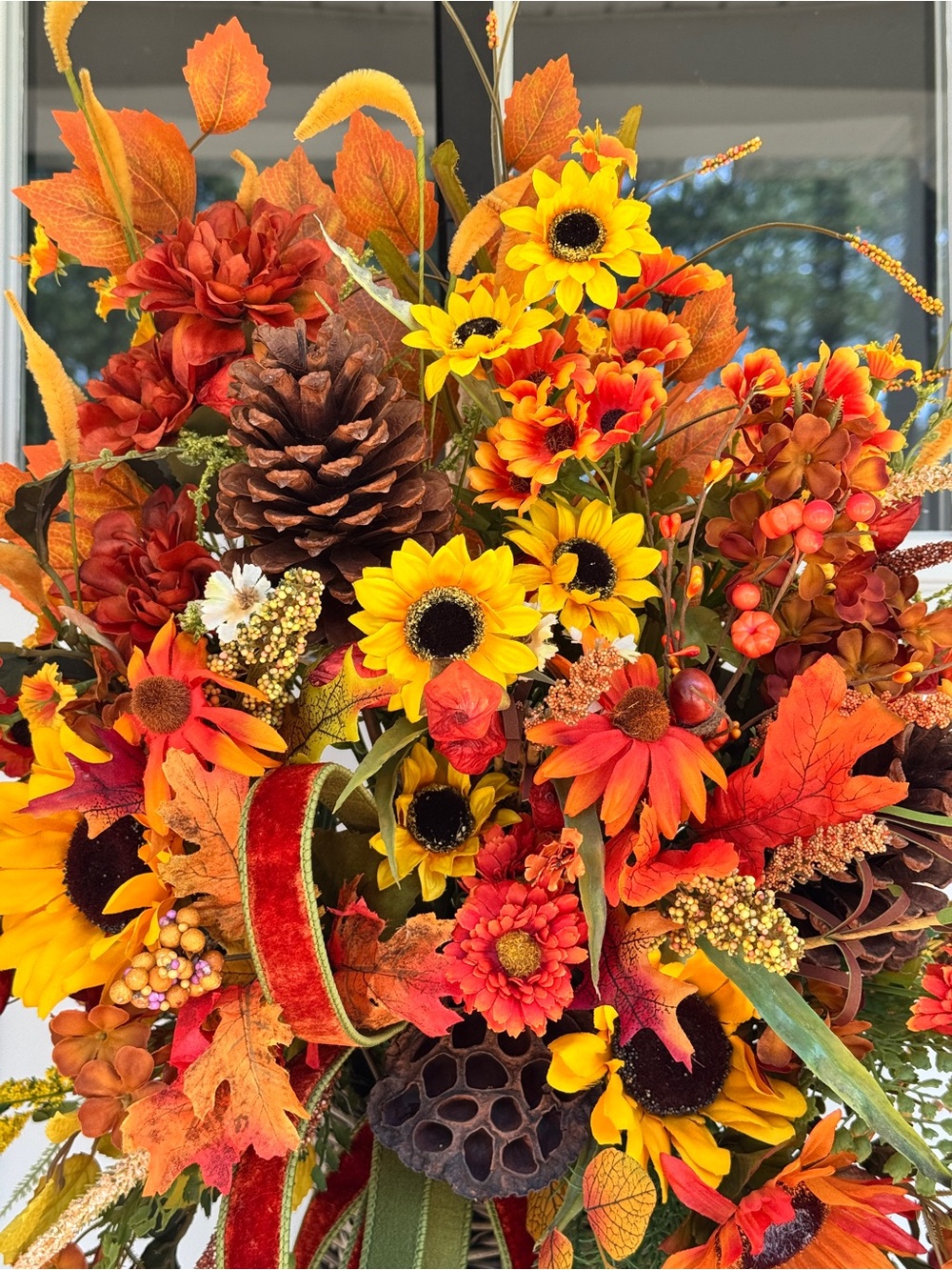 Autumn Rattan Basket Door Arrangement/Floral Arrangement - Picture 4 of 11